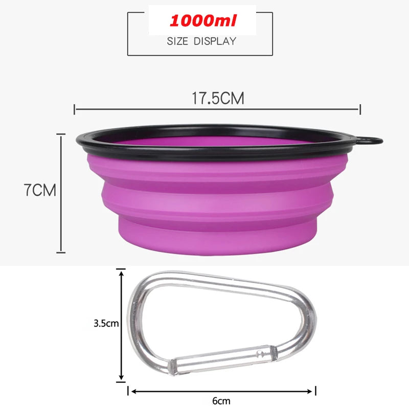 New 1000ml Large Collapsible Dog Pet Folding Silicone Bowl Outdoor Travel Portable Puppy Food Container Feeder Dish Bowl