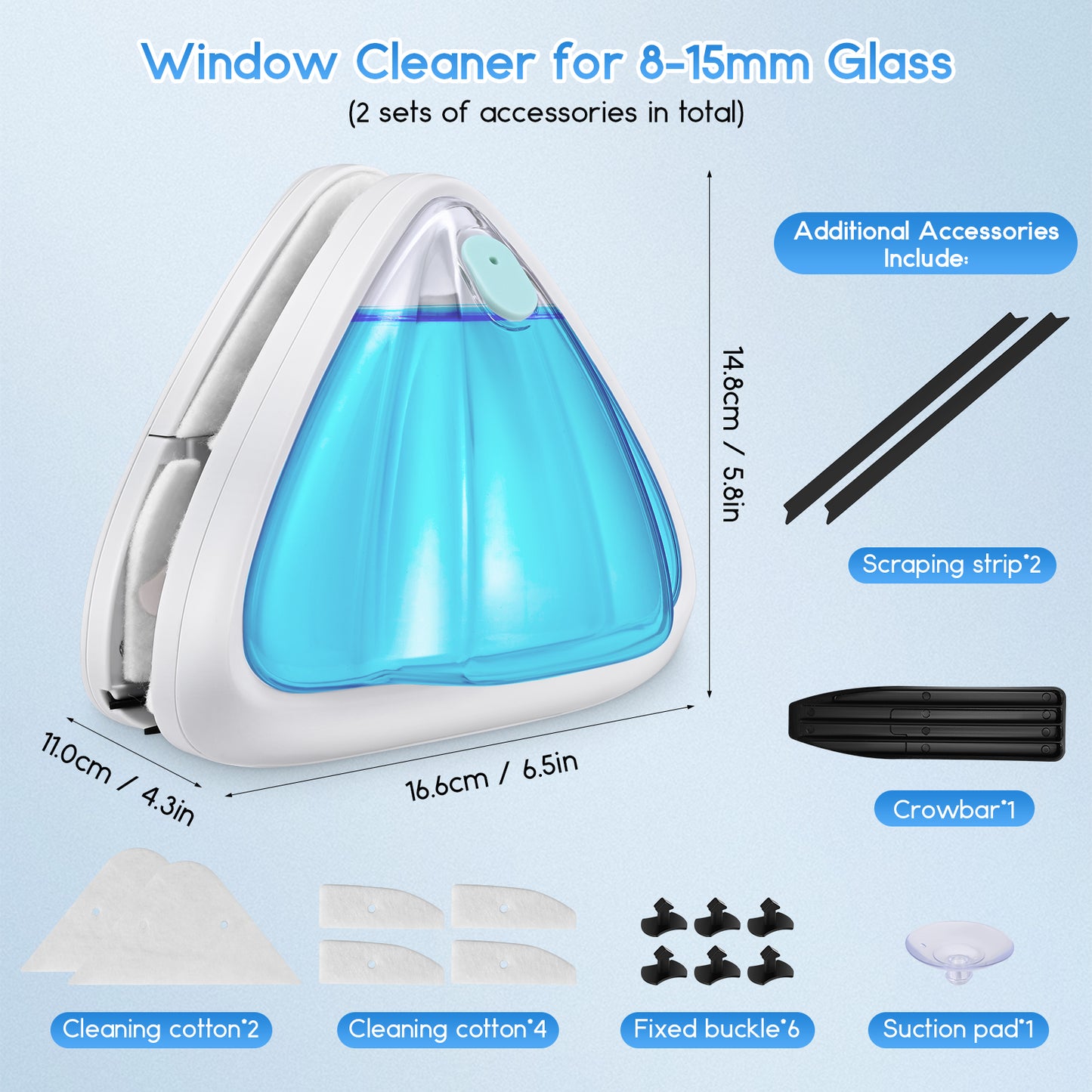 ﻿ New Magnetic Window Cleaner Brush For Home And High-Rise Window Cleaning Double Sided Glass Cleaning Tool With Strong Magnet