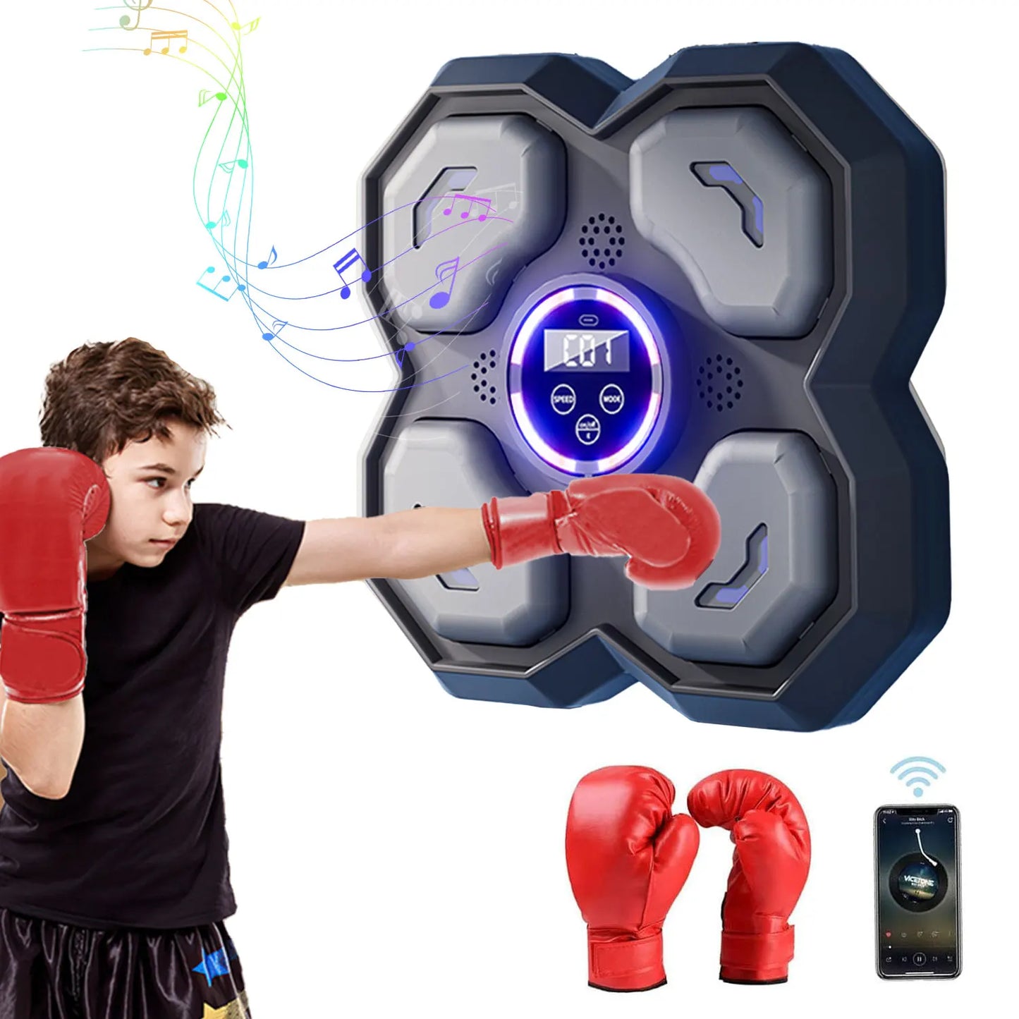 Bluetooth Music Boxing Machine Muay Thai Training Sandbag Sports Fitness Reaction Practice Boxing Training Equipment Wall Target