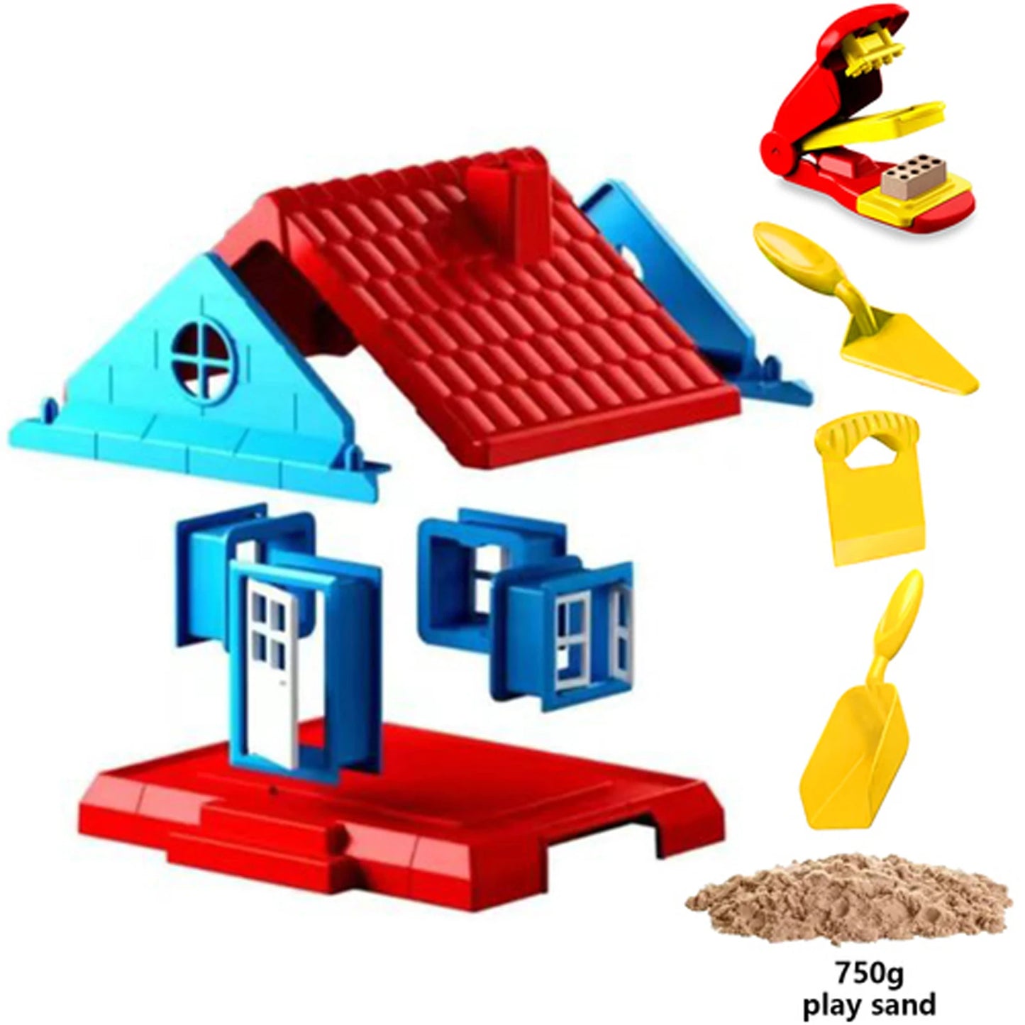 Sensory Sand Building Molds with Brick Press & 4 Tools Building Toys Set House Castle Moldable Sensory Play Sand for Kids Age 3+