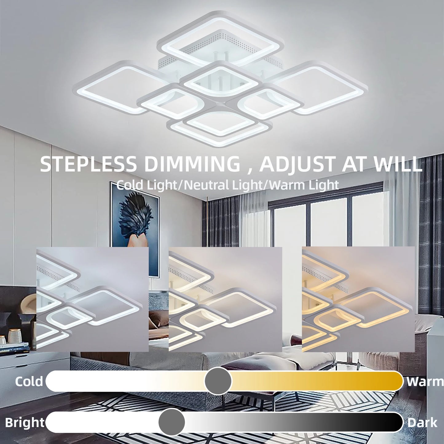 Modern LED Ceiling Lights Acrylic chandelier Luminaire Lamp Remote control Dimmable Hanging Lamp Home Decoration Daily Lighting