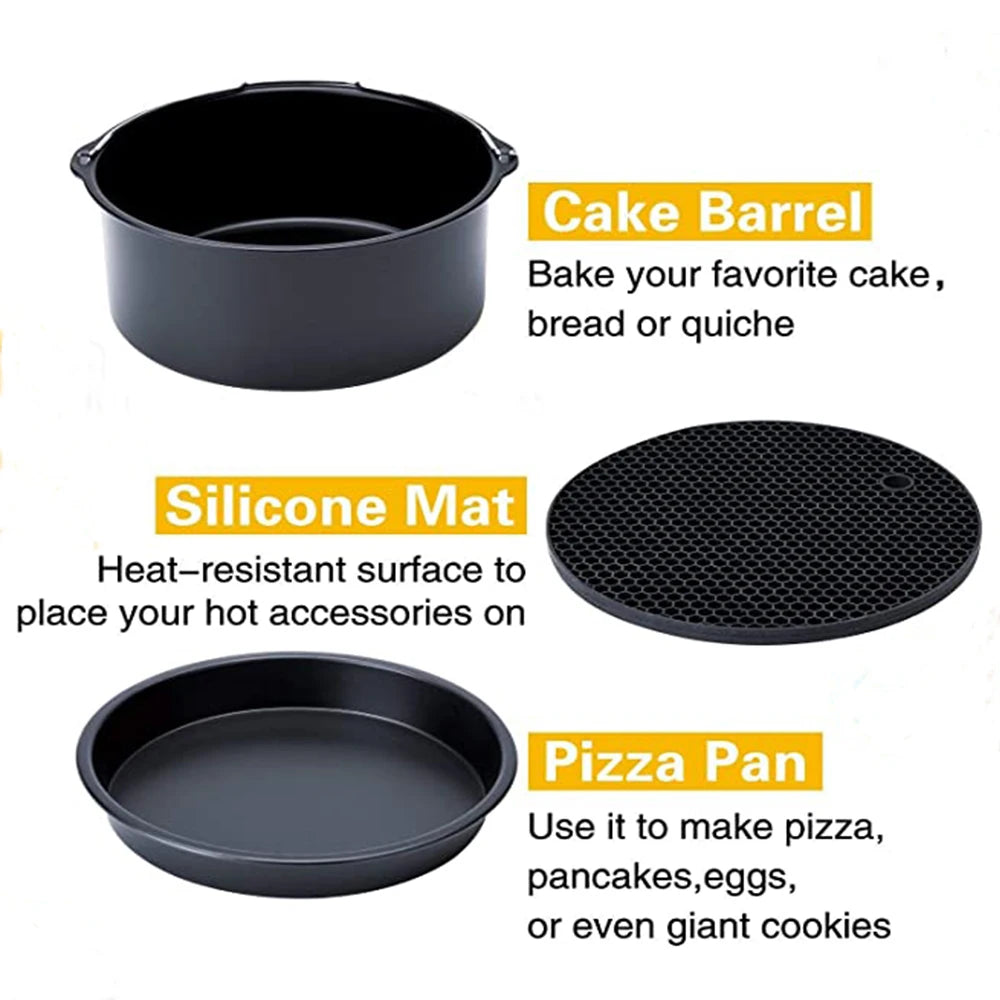 7 Inch/8 Inch Air Fryer Accessories Airfryer Baking Mould Non-Stick baking Basket Round For Kitchen Accessories Dropshipping