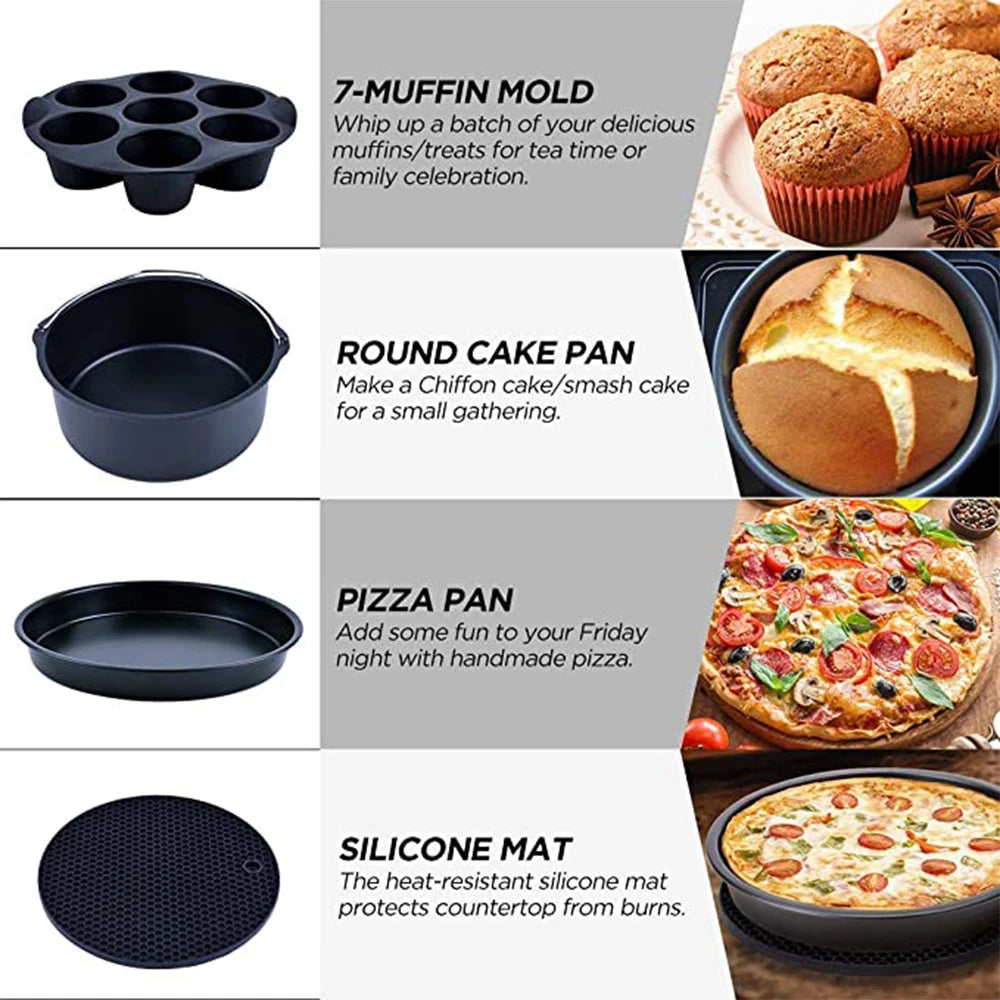 7 Inch/8 Inch Air Fryer Accessories Airfryer Baking Mould Non-Stick baking Basket Round For Kitchen Accessories Dropshipping