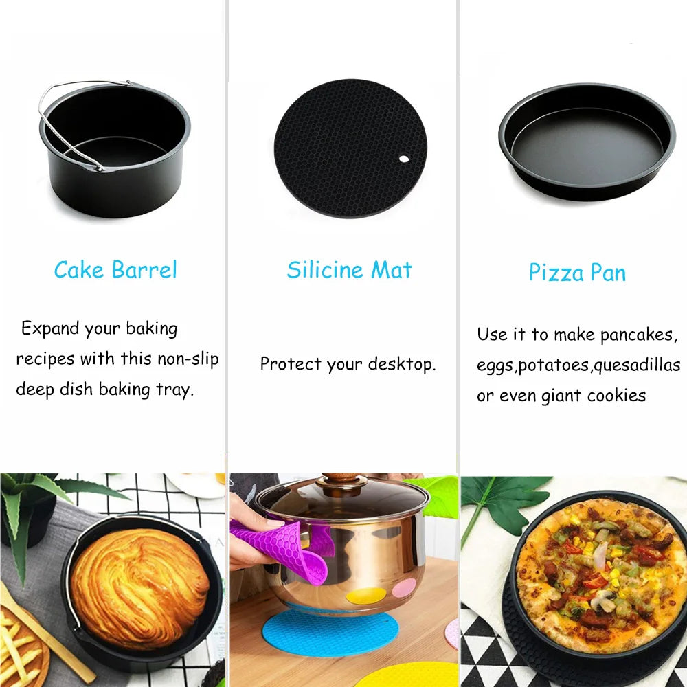 7 Inch/8 Inch Air Fryer Accessories Airfryer Baking Mould Non-Stick baking Basket Round For Kitchen Accessories Dropshipping