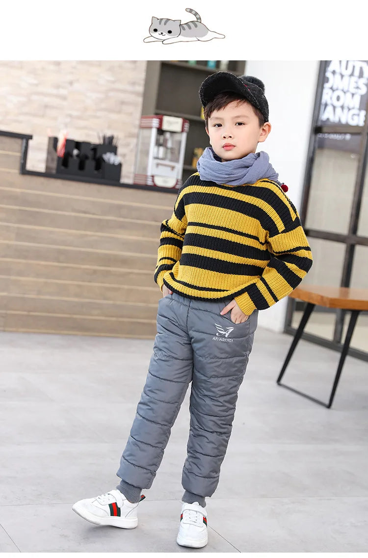 Children Trousers Winter New Boys Girls Thicken Outer Wear Warm Pants Waterproof Ski Children'S Clothing Long Pants