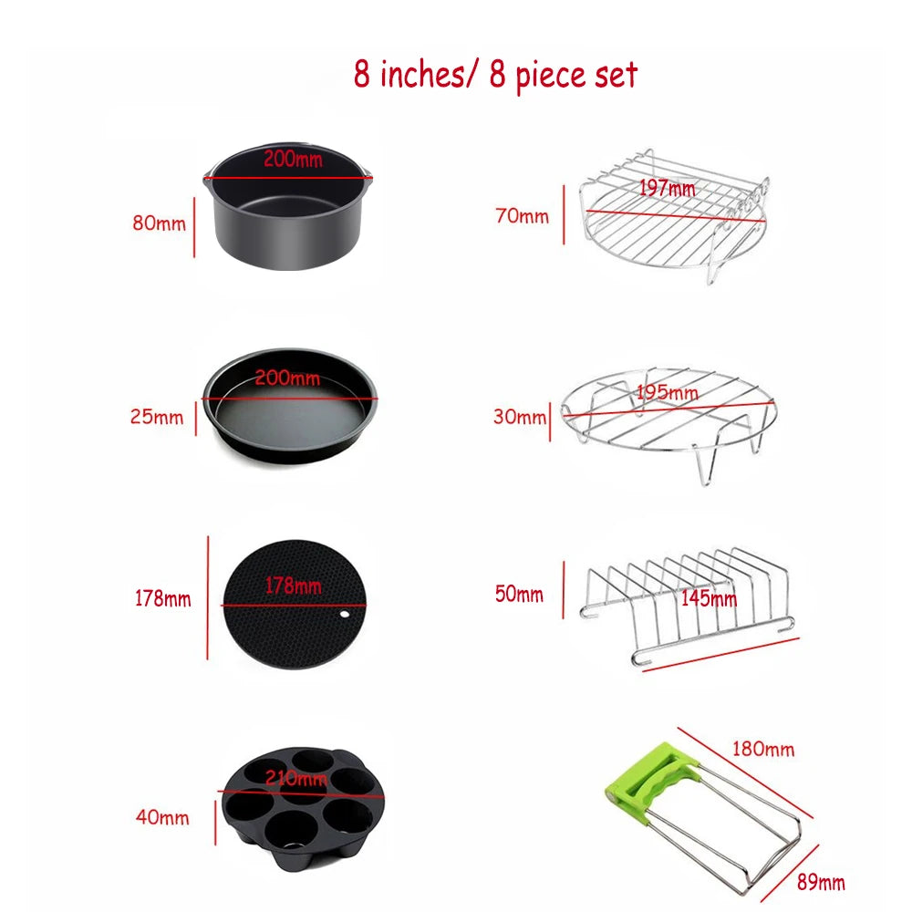 7 Inch/8 Inch Air Fryer Accessories Airfryer Baking Mould Non-Stick baking Basket Round For Kitchen Accessories Dropshipping