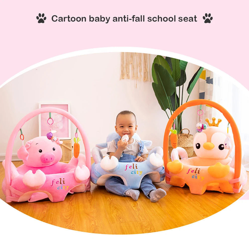 Cute Cartoon Animal Baby Sofa Cradle Support Seat Cover Toddlers Learning To Sit Plush Chair Cushion Toys without Filler