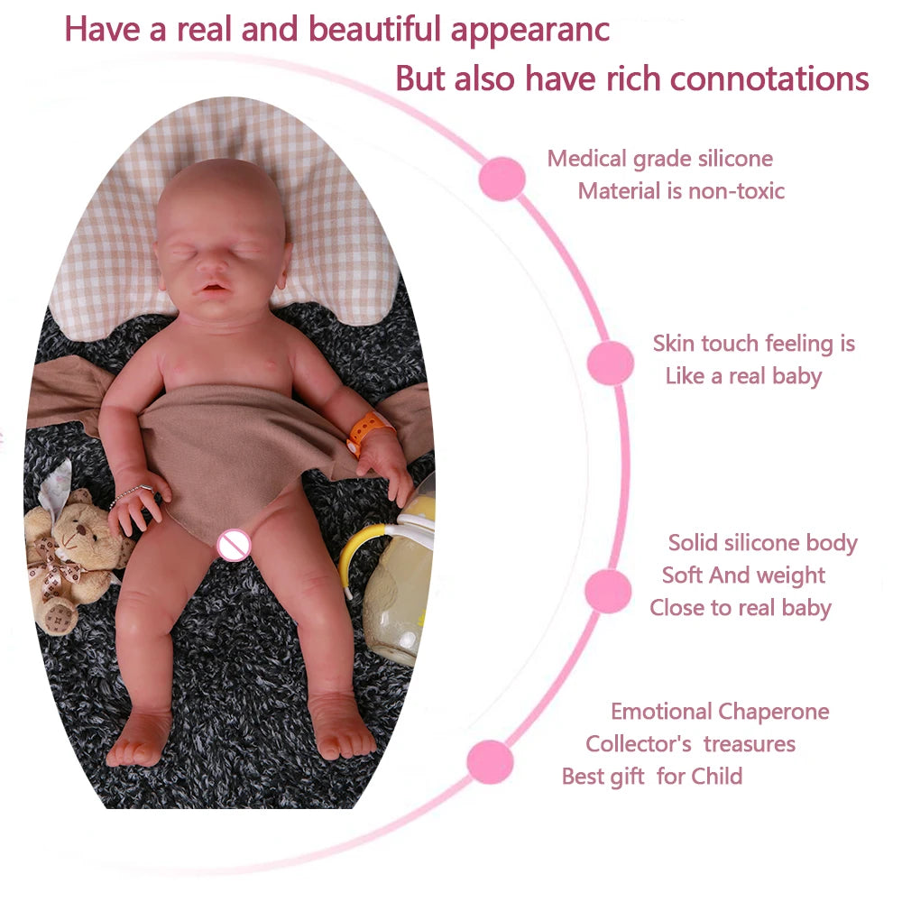 IVITA WG1514 18inch 2972g Silicone Soft Realistic Bebe Reborn Baby Doll Similar Real Girl Eyes Closed Juguetes Toys for Children