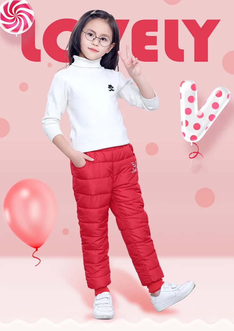 Children Trousers Winter New Boys Girls Thicken Outer Wear Warm Pants Waterproof Ski Children'S Clothing Long Pants