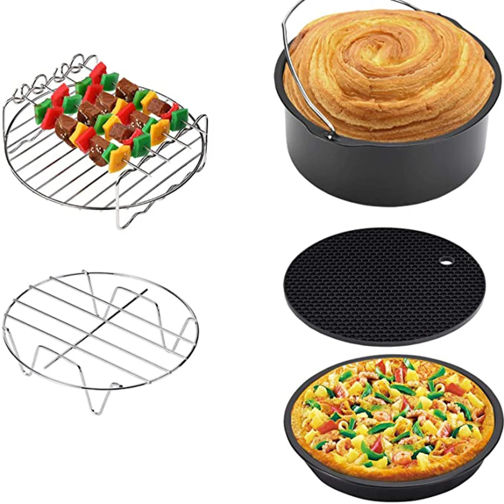 7 Inch/8 Inch Air Fryer Accessories Airfryer Baking Mould Non-Stick baking Basket Round For Kitchen Accessories Dropshipping