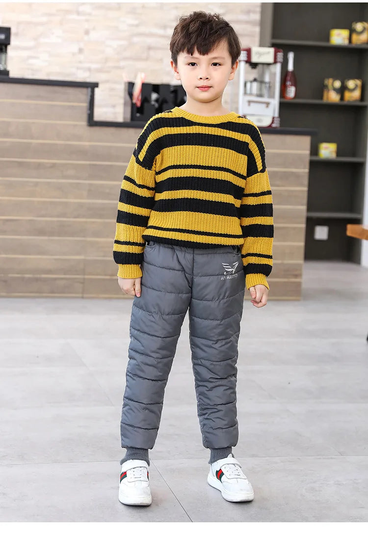 Children Trousers Winter New Boys Girls Thicken Outer Wear Warm Pants Waterproof Ski Children'S Clothing Long Pants