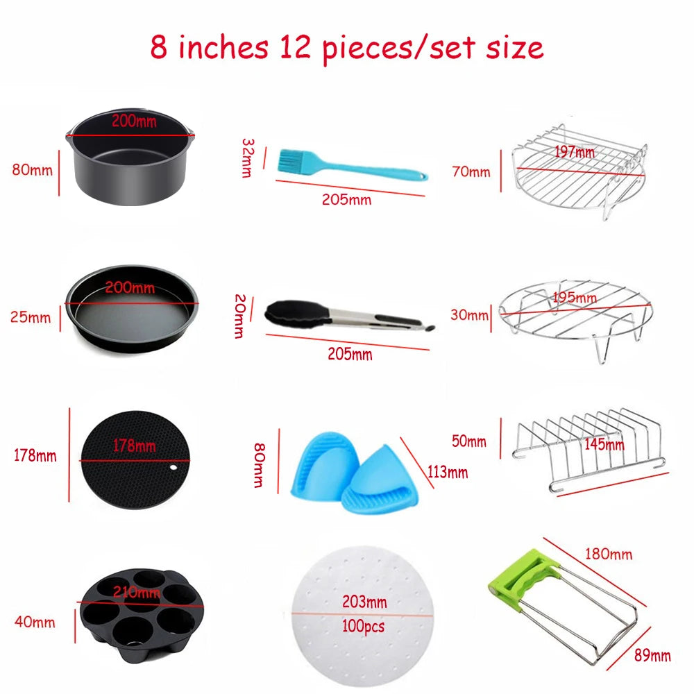 7 Inch/8 Inch Air Fryer Accessories Airfryer Baking Mould Non-Stick baking Basket Round For Kitchen Accessories Dropshipping