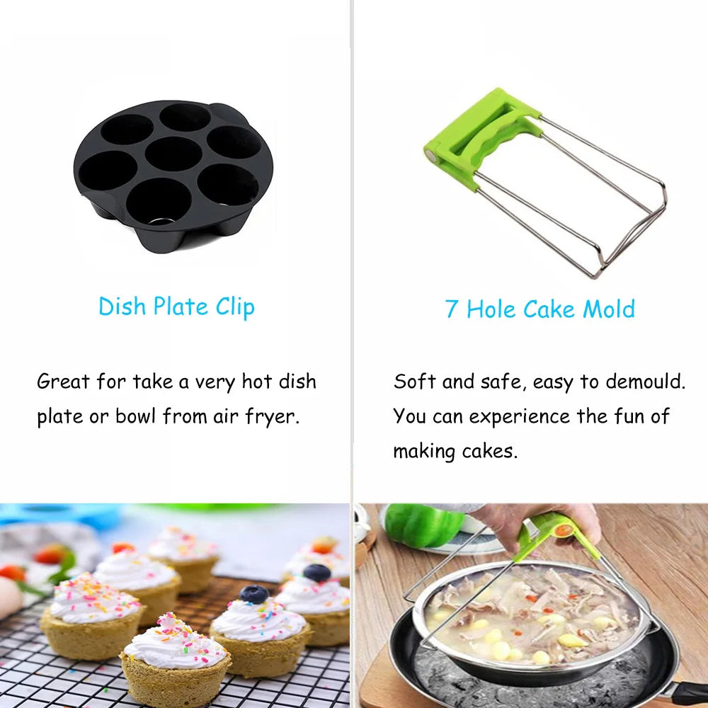 7 Inch/8 Inch Air Fryer Accessories Airfryer Baking Mould Non-Stick baking Basket Round For Kitchen Accessories Dropshipping