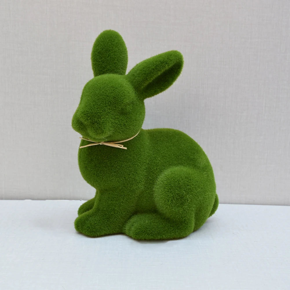 10PC Easter Bunny Decor Easter Moss Rabbit Figurine Home Garden Party Decor Artificial Moss Rabbit Easter Figurine Desktop Decor