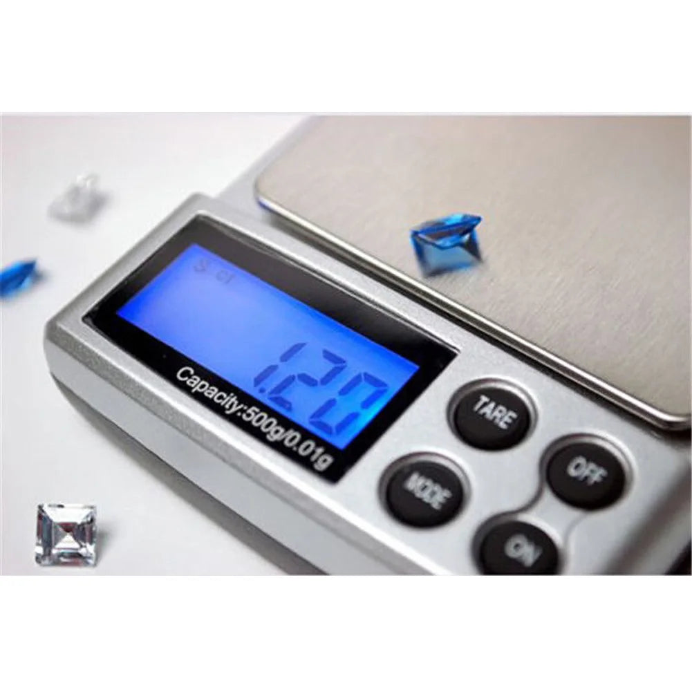 500gx0.01g Gram Weight Scales LCD Display Gold Silver Jewelry Scale High Precision Kitchen Scales for Diamond Weighting