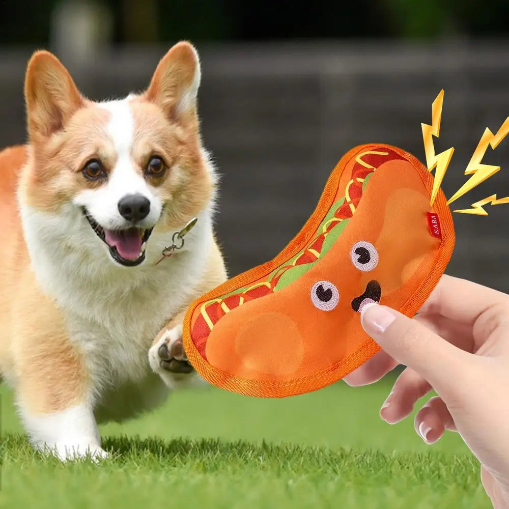 Hamburger Dog Toy Simulation French Fries Soft Plush Molar Toys With Sound Food Design Pet Teeth Hamburger Chew Novelty Toy Bite