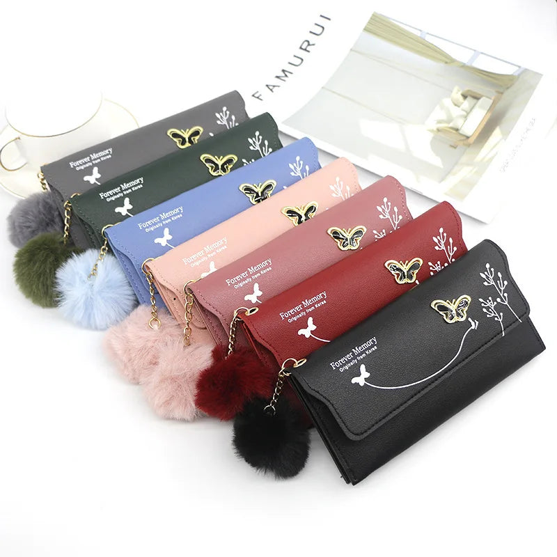 High Quality PU Leather Clutch For Women / Long Wallet With Butterfly Print Fashion Card Holder Purse