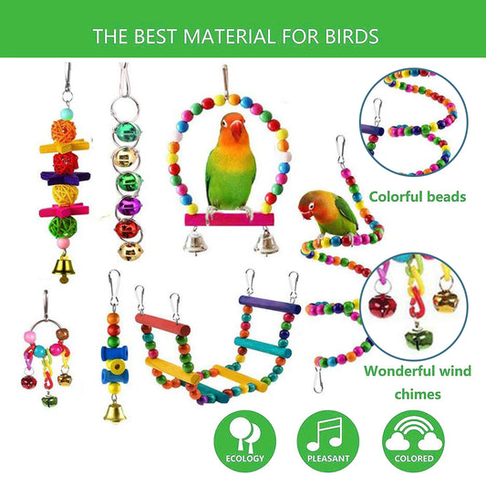 16 Packs Toy Set for Parrots Safe and Durable Bird Toys for Cockatiels Parakeets and Attract Birds' Attention Easy to Install