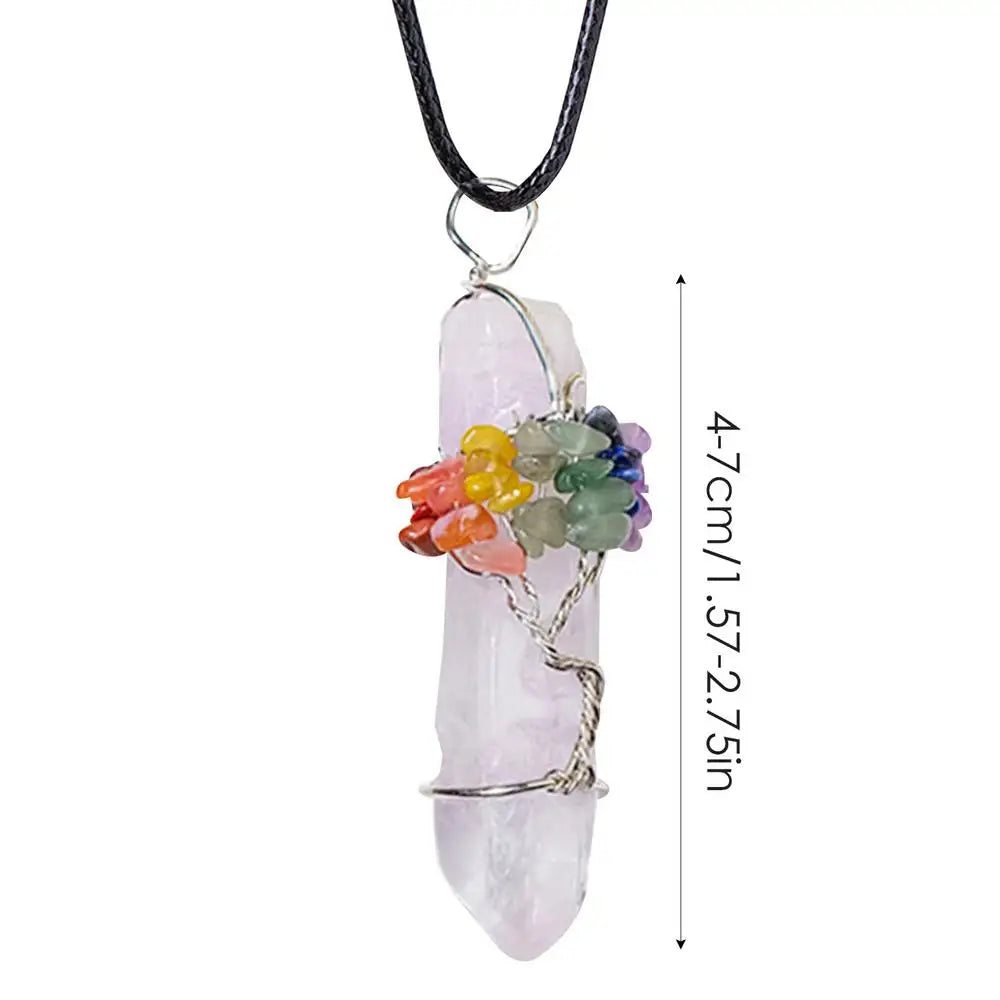 White Crystal Necklace Natural Stone Pendant Energy Gemstones Jewelry White Crystal Pendant Jewelry For Women Men