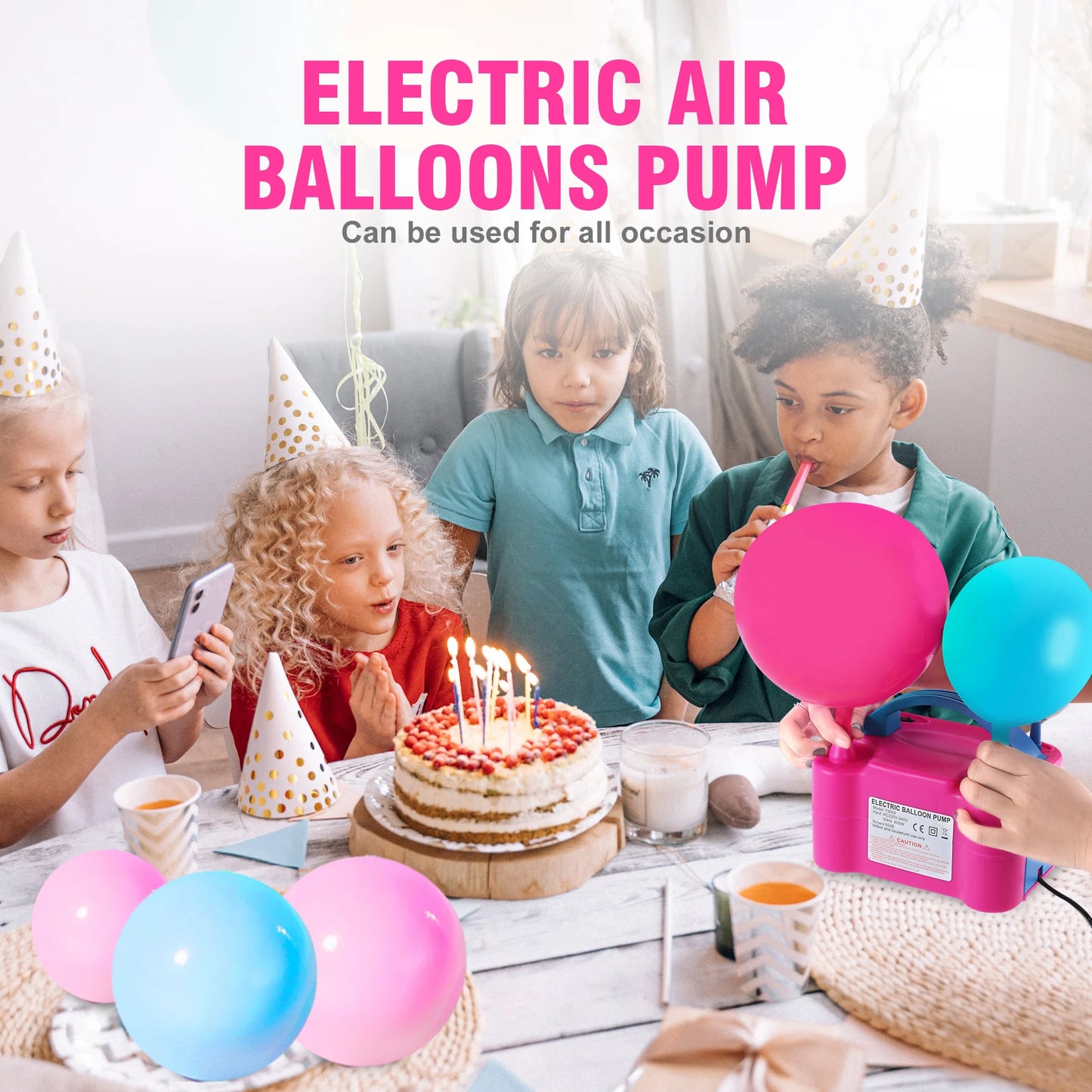 220V Balloon Air Pump Electric High Power Two Nozzle Air Blower Balloon Portable Inflatable Pump For Home Wedding Party