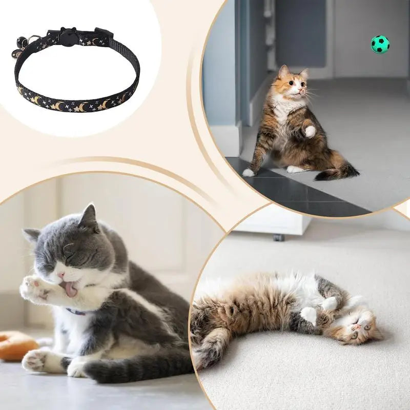 Moon And Star Cat Collars Removable Cat Collar Safety Pet Collar For Pet Adjustable Bell Safety Pet Collars For Dog