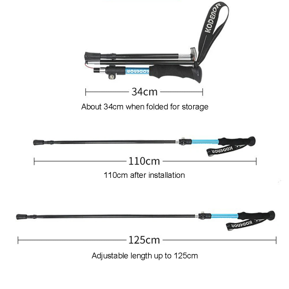 Aluminum Trekking Pole Collapsible Trekking Hiking Pole Adjustable Walking Stick Walking Pole Hiking Tool for Men and Women