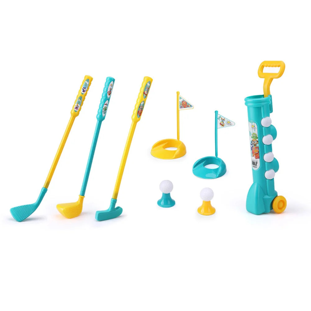 Children Golf Set with Backbag Golf Game Sports Toy Portable Kids Golf Club Set Toy Flag Mat Golf Practice Balls Outdoor Toys