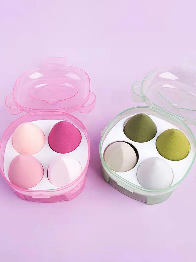 4Pcs Makeup Sponge Powder Puff Dry & Wet Combined Beauty Cosmetic Ball Powder Puff Bevel Cut Make Up Sponge Foundation Tools