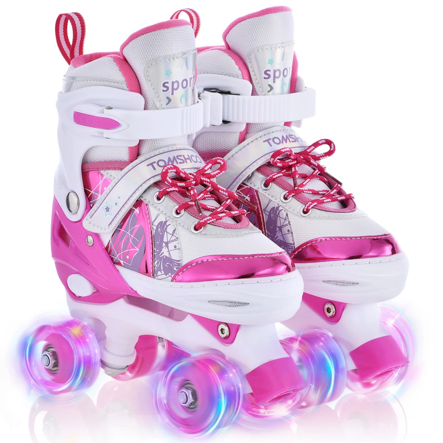 Outdoor Roller Skates LED Luminous Wheels for Children Girls Boys for Kids 4 Size Adjustable Light Up Children's Outdoor Games