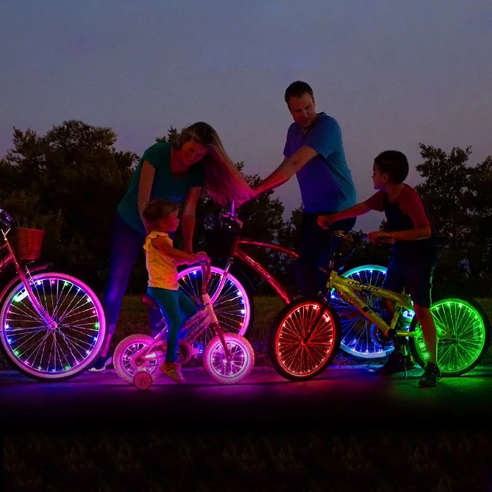 Bicycle Spoke Lights Waterproof Cycling Decoration Safety Warning Tire Strip Light Remote Control for Kids Adults Night Riding