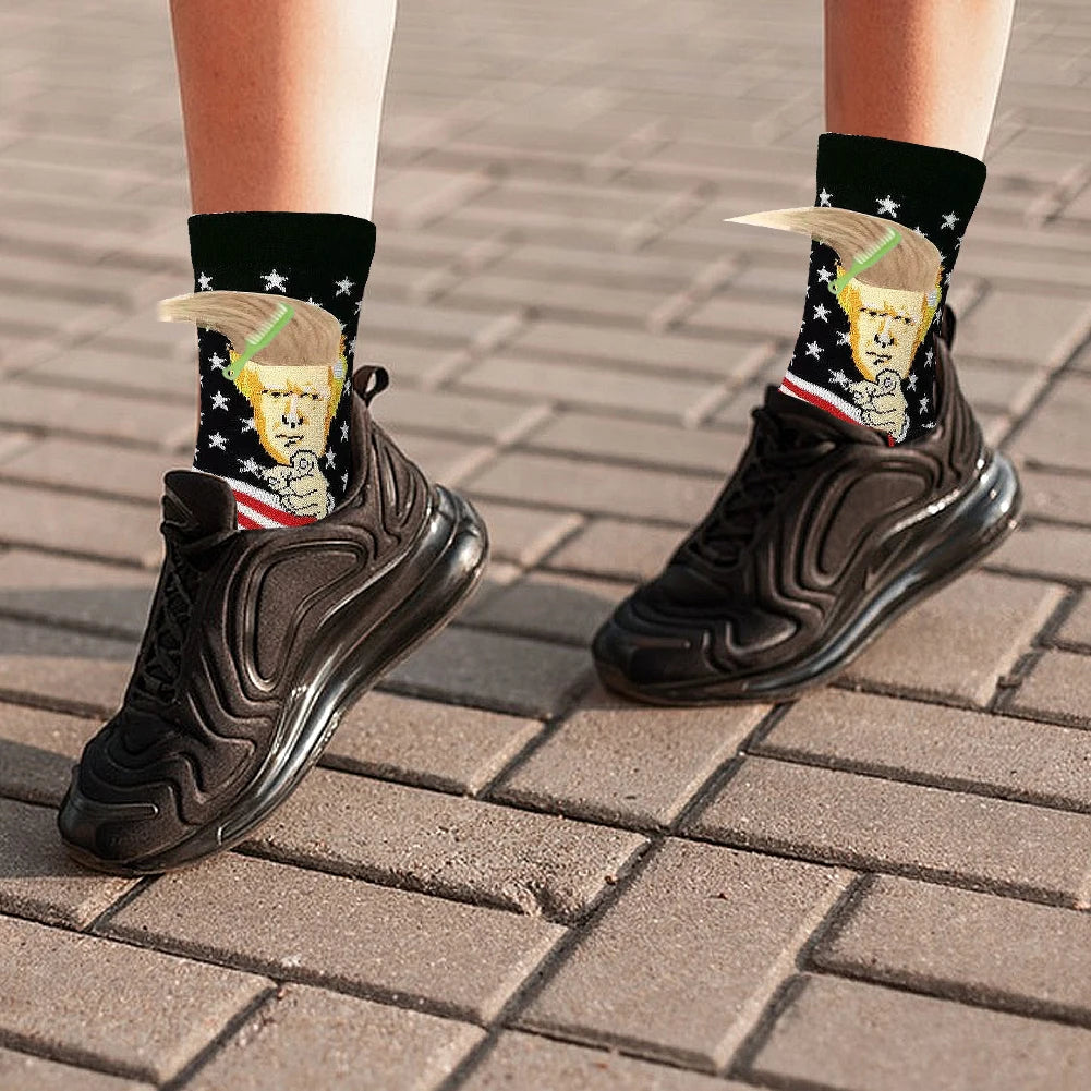 2024 President Donald Trump Spoof Funny Socks Streetwear Hip Hop Crew Socks Donald Trump Socks Novelty Funny Socks for Men Women