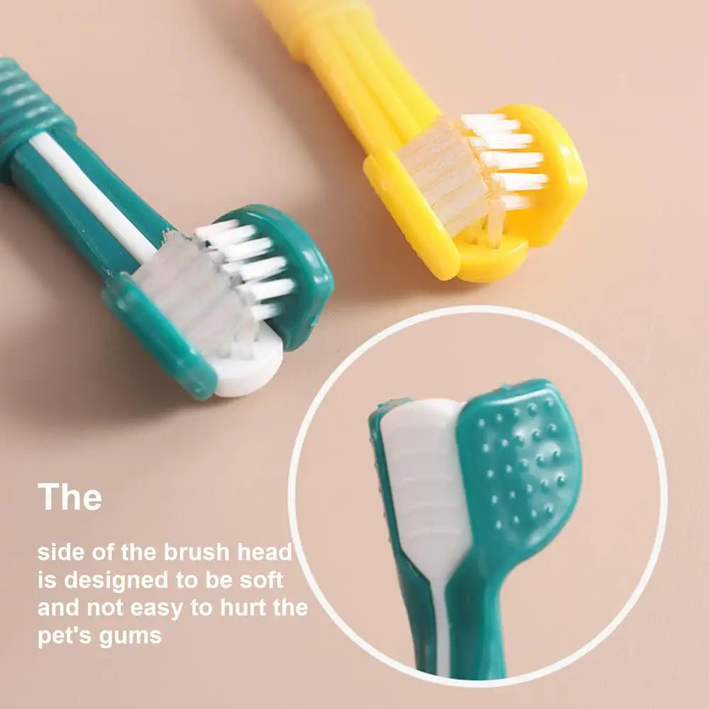 Three Sided Pet Toothbrush Three-Head Pet Toothbrush For Dogs And Cats Oral Cleaning Brush Care Products Tool Wholesale