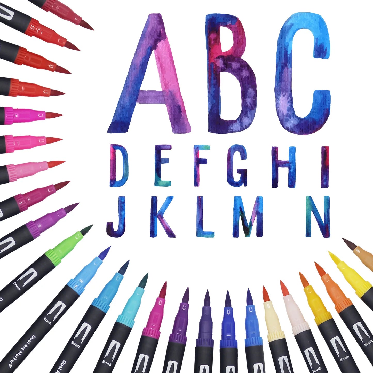 60 Colors FineLiner Drawing Painting Art Markers Pen Watercolor Dual Tip Brush Pen Calligraphy School Supplies