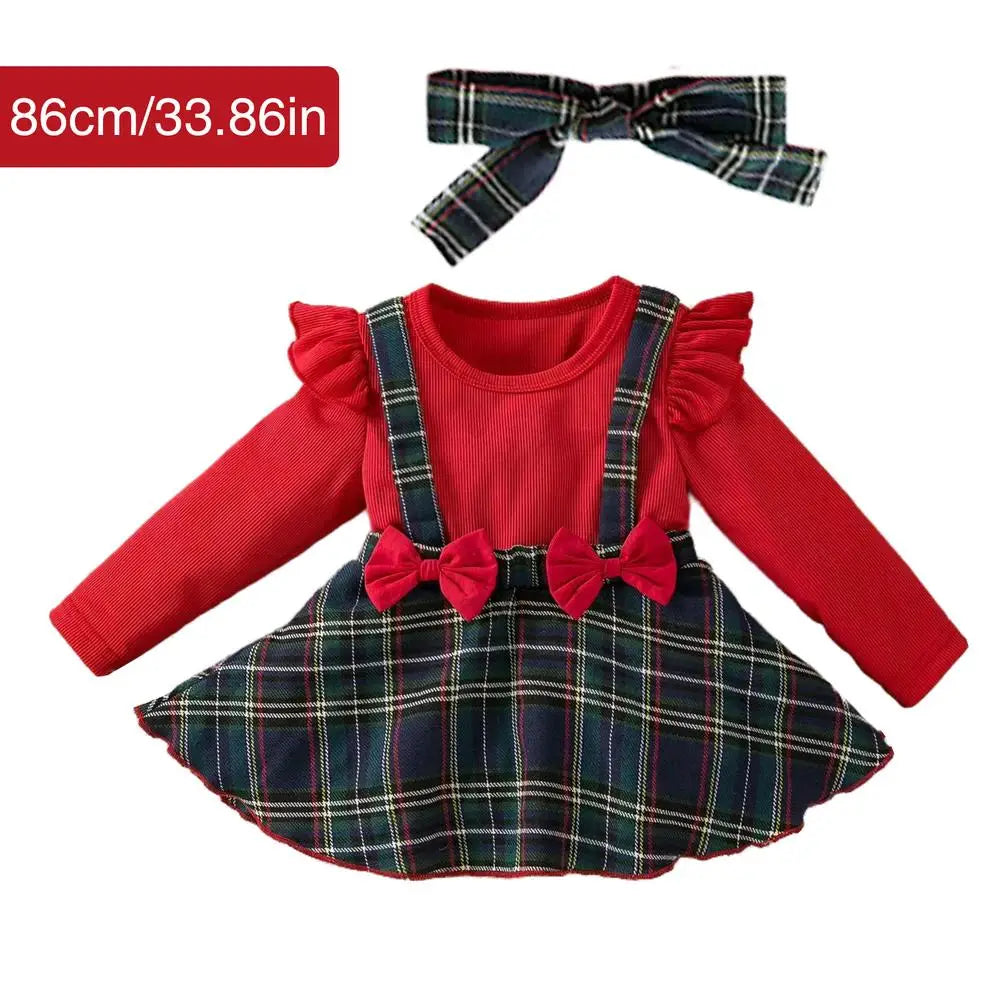 Overall Dress For Girls Christmas Plaid Kids Dress Cute Children Clothing Cotton Girls Clothes For Cold Weather