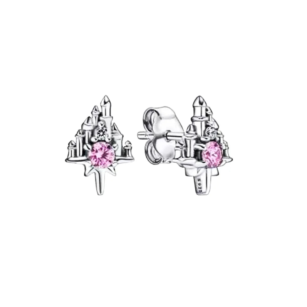 925 Sterling Silver Celestial Sparkling Star&Snowflake Stud Earrings Fit Original Charm Jewelry Party Gifts For Women