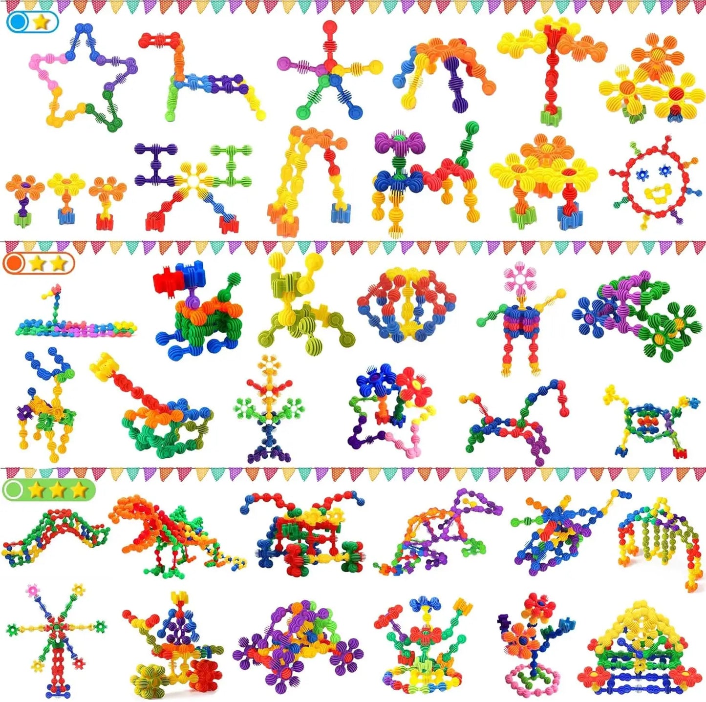 Creative Building Blocks Set - 100 Pieces Puzzle Stem Connecting Educational Toys for Kids for Girls Boys