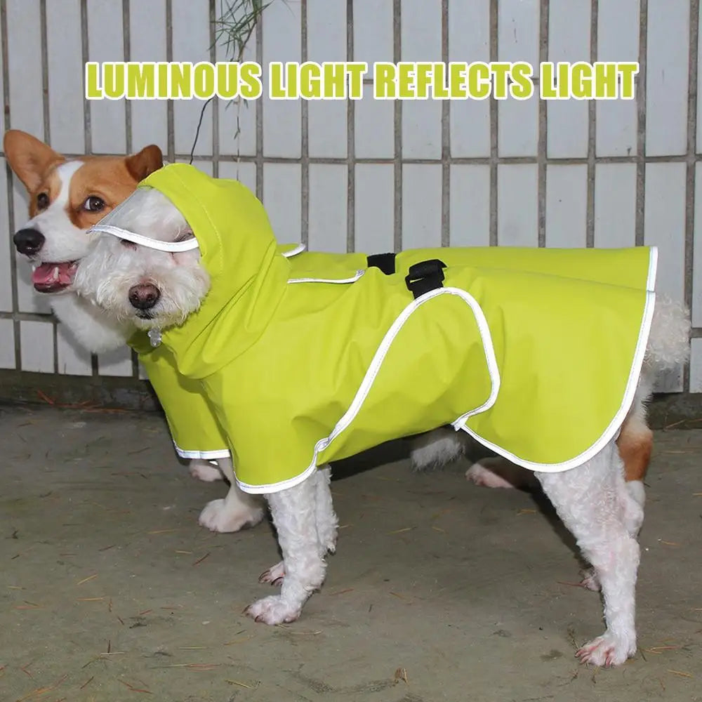 Dog Poncho Reflective Pet Clothes Rope Hole Strip Lightweight Rain Jacket Poncho Hoodies Adjustable Waterproof Dog Rain Jacket