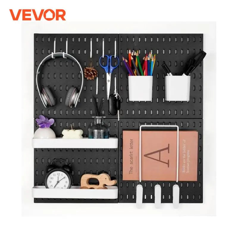 VEVOR 4PCS 11" x 11" Plastic Home Pegboard Wall Panels Decor Organizer Holder Mounting Display DIY Tool Storage for Garage