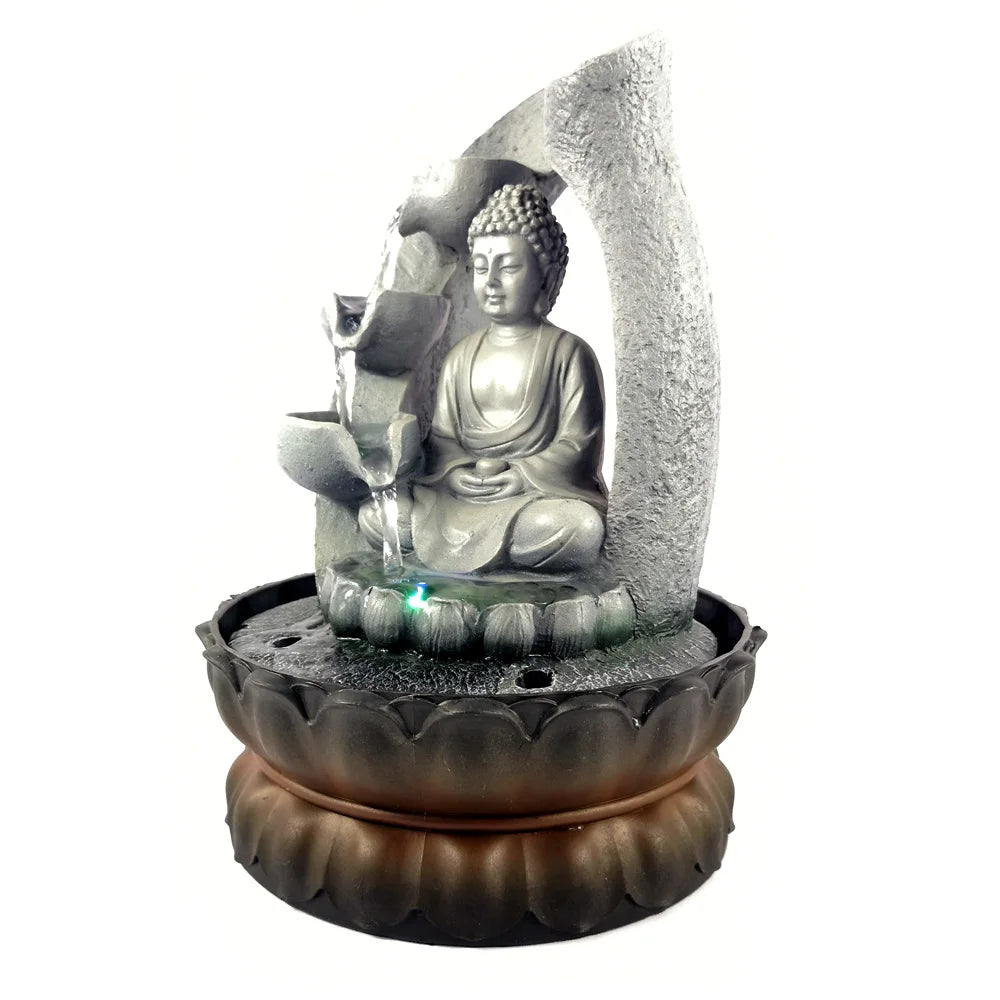 Buddha Decor Resin Waterscape Feng Shui Ornament 4 Colour LED Indoor Home Office Decoration