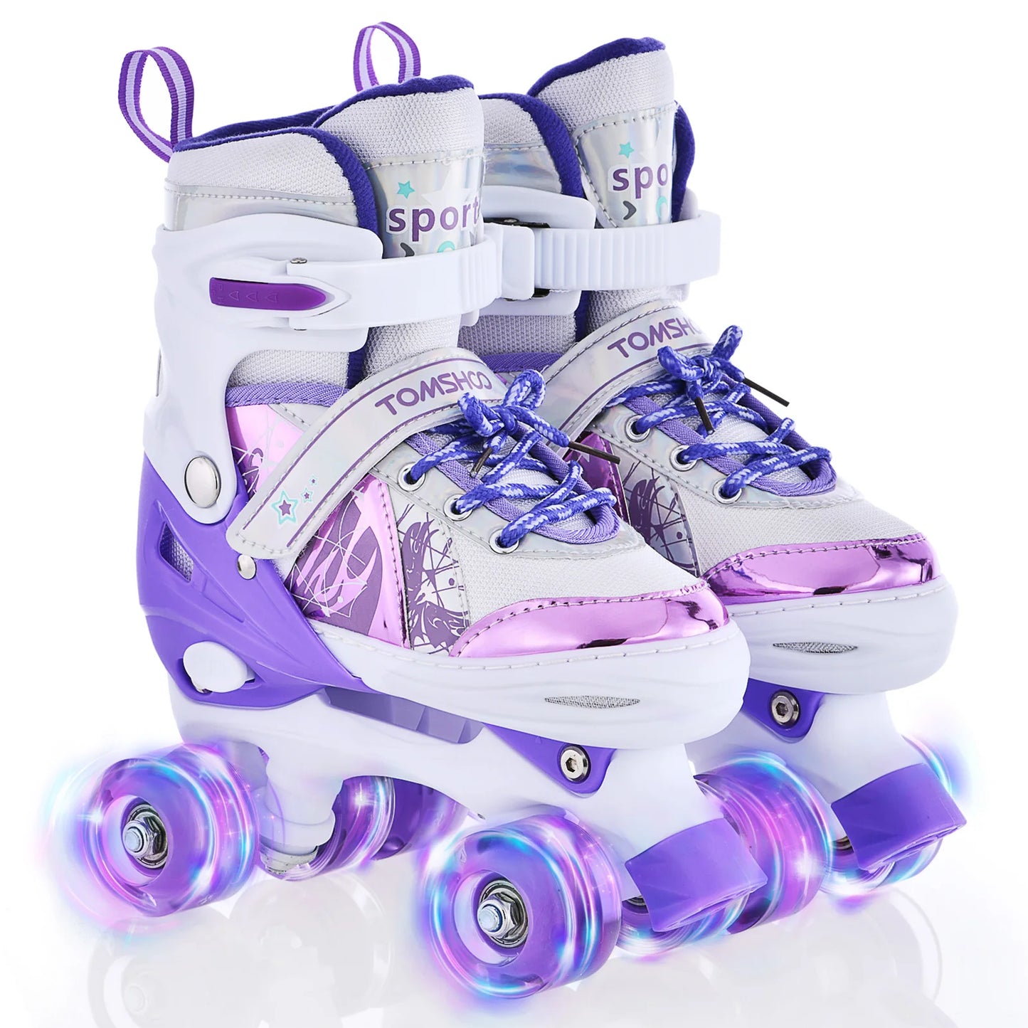 Outdoor Roller Skates LED Luminous Wheels for Children Girls Boys for Kids 4 Size Adjustable Light Up Children's Outdoor Games