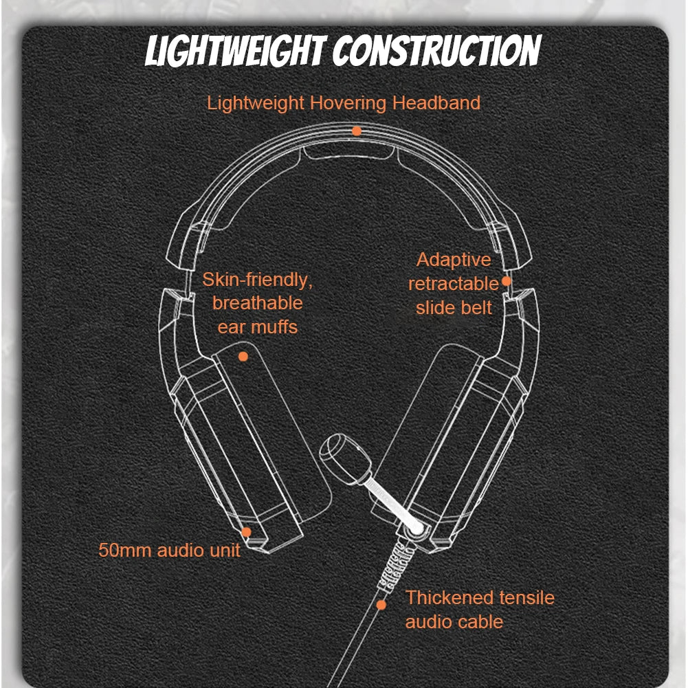 Wired Gaming Headset with Mic & LED Lights Over Ear Headphones Noise Cancelling Gamer Headset for PS4 XBox One PC Laptop Tablet