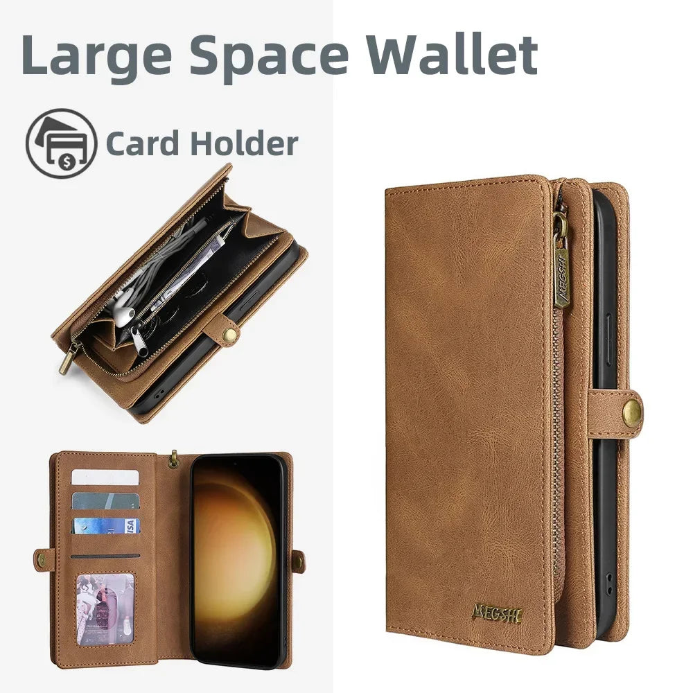 2 in 1 Magnetic Detachable Leather Wallet Case for Samsung Galaxy S20 S21 FE Note20 S22 S23 Ultra S10 Plus Flip Purse Cover