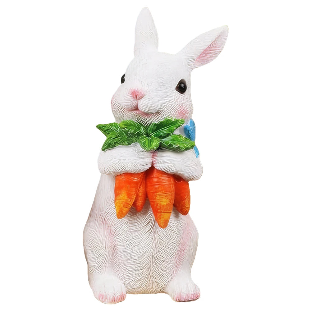 Easter Cute Bunny Statue Standing Rabbit Sculpture Farmhouse Animal Rabbit Craft Home Garden Decoration