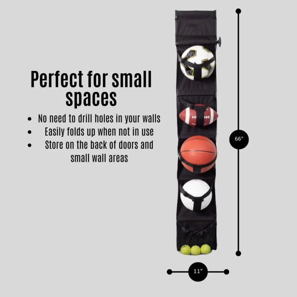 Hanging Sports Equipment Organizer Foldable Garage Sports Ball Storage for Basketball Football Volleyball Tennis Soccer