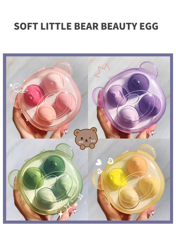 4Pcs Makeup Sponge Powder Puff Dry & Wet Combined Beauty Cosmetic Ball Powder Puff Bevel Cut Make Up Sponge Foundation Tools