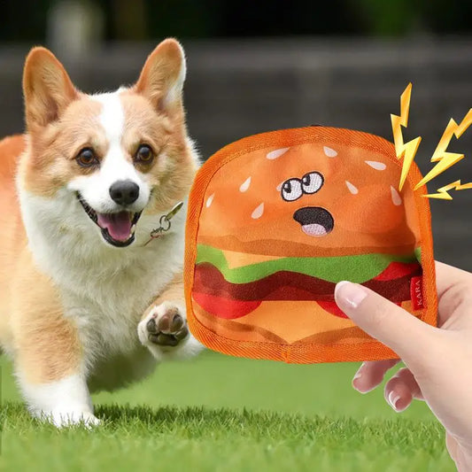 Hamburger Dog Toy Simulation French Fries Soft Plush Molar Toys With Sound Food Design Pet Teeth Hamburger Chew Novelty Toy Bite