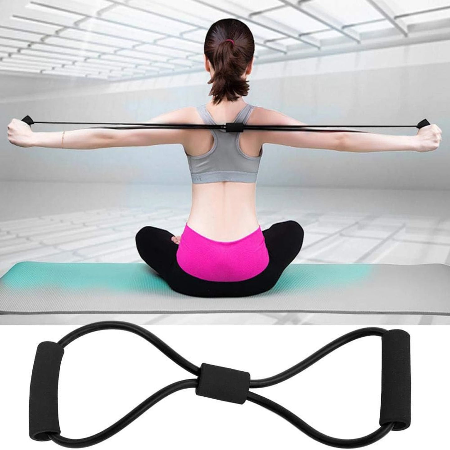 Durable and Versatile Figure 8 Shaped Resistance Band - Flexible Rubber Tube Rope for Full Body Workout, Perfect for Yoga, Pilat