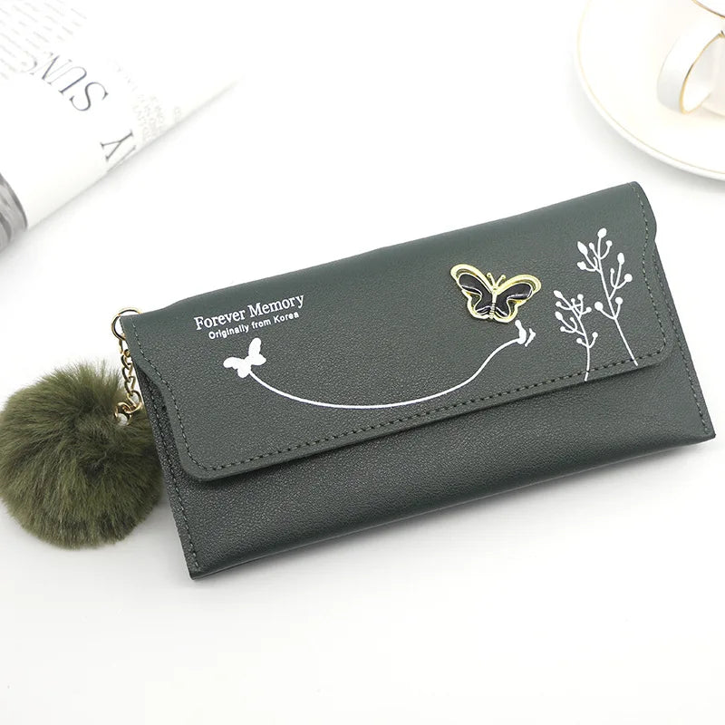 High Quality PU Leather Clutch For Women / Long Wallet With Butterfly Print Fashion Card Holder Purse