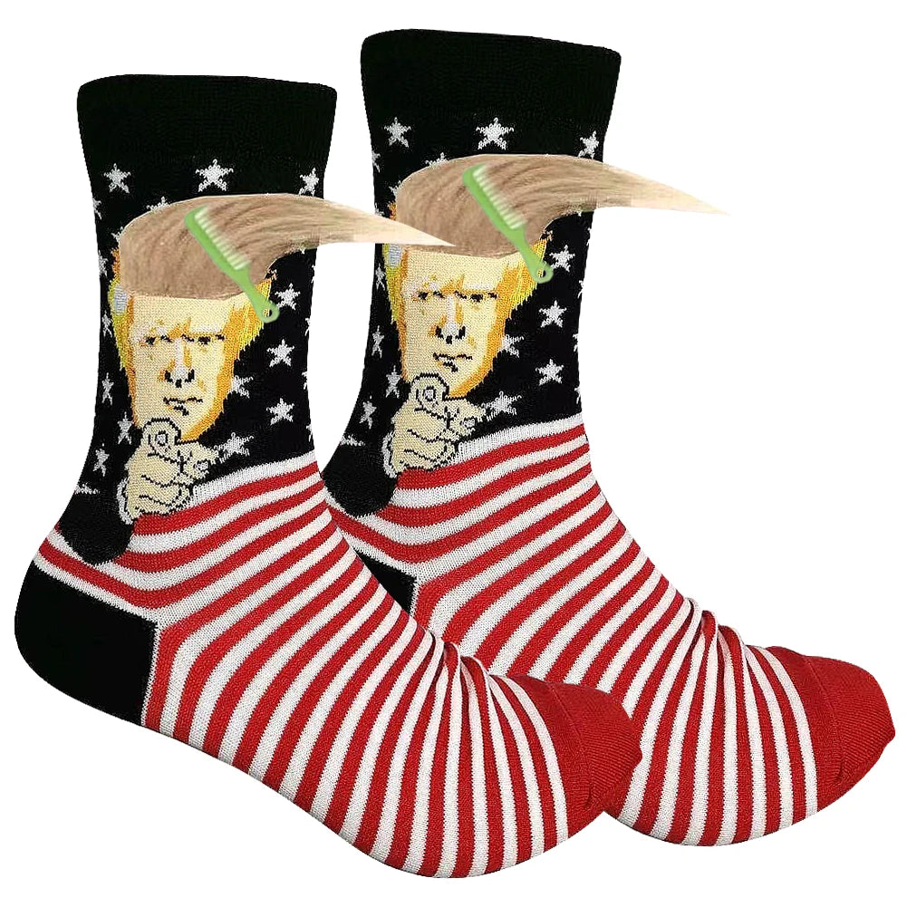 2024 President Donald Trump Spoof Funny Socks Streetwear Hip Hop Crew Socks Donald Trump Socks Novelty Funny Socks for Men Women