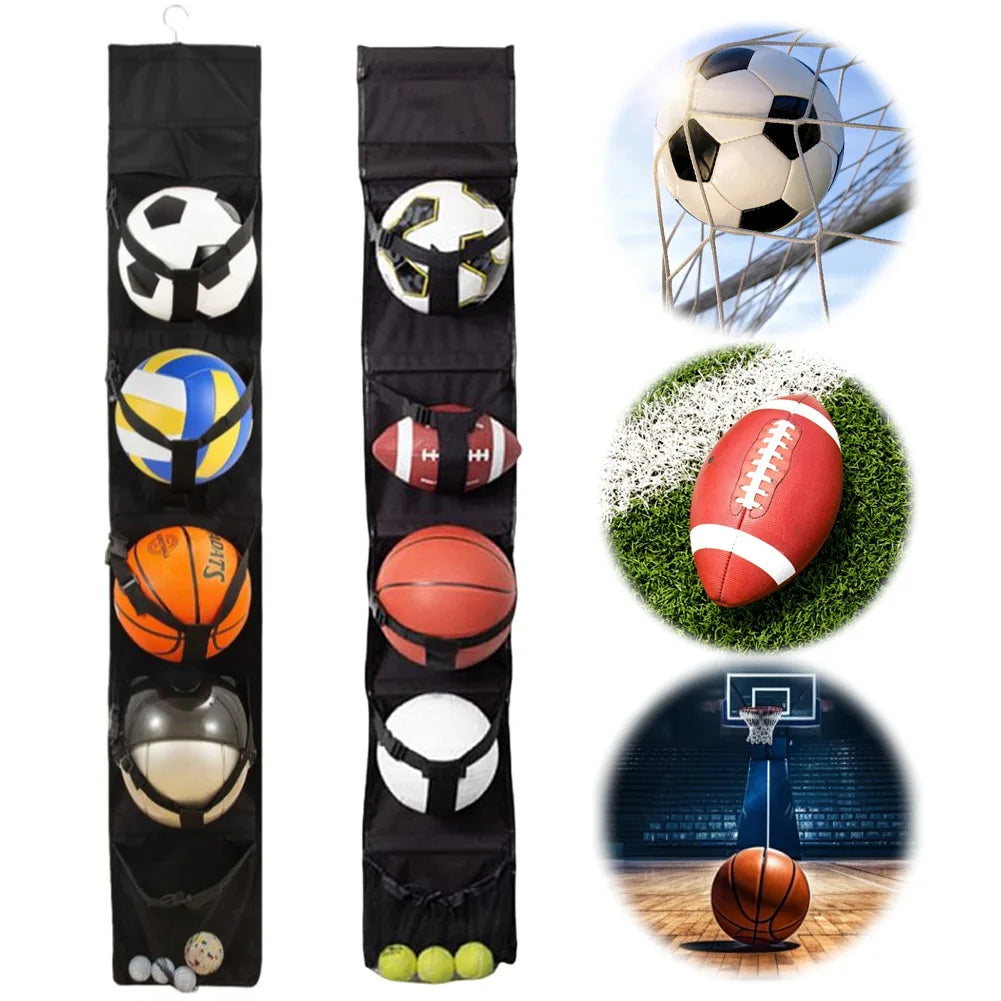 Hanging Sports Equipment Organizer Foldable Garage Sports Ball Storage for Basketball Football Volleyball Tennis Soccer